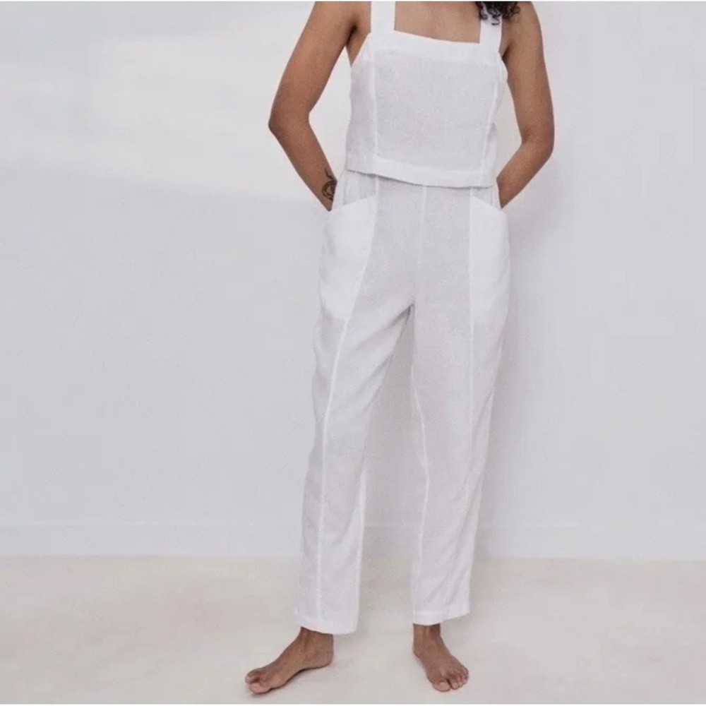 Lunya Linen Tapered Pants Sincere White High Rise - XLarge